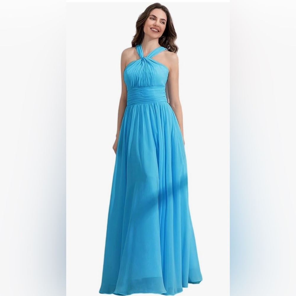 NWT MU XIANG CHEN Blue Long Corset Back size 12 Any Event ￼